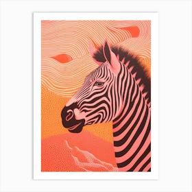 Zebra Coral Portrait Art Print