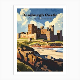 Bamburgh Castle England Vintage Art Illustration Art Print