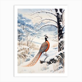 Winter Bird Painting Pheasant 3 Art Print