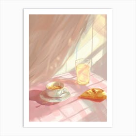 Pink Breakfast Food Pita Bread 1 Art Print