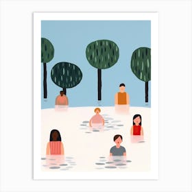 Tiny People At The Pool Illustration 2 Art Print