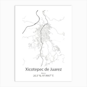 Xicotepec De Juarez,Mexico Minimalist Map Póster