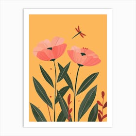 Poppies With Dragonfly Art Print