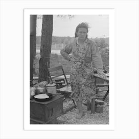 Migrant Mother In Front Of Outdoor Stove Near Hammond, Louisiana Strawberry Center By Russell Lee Art Print