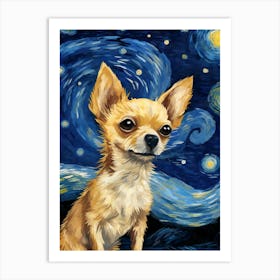 Chihuahua Starry Night Dog Portrait Art Print