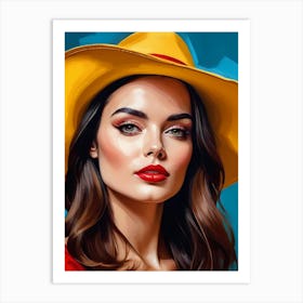 Woman Portrait With Hat Pop Art (29) Art Print