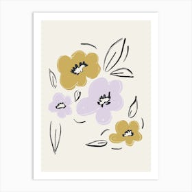Flower Bouquet 3 Ochre Lila Art Print