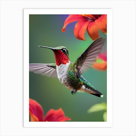 Male Ruby Throated Hummingbird -Reimagined 2 Art Print