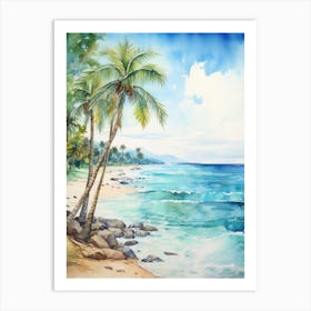 Watercolor Of A Tropical Beach 4 Art Print