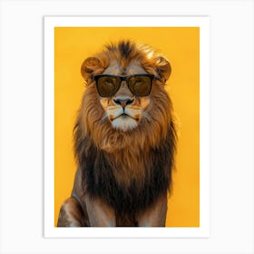 Lion Wearing Sunglasses. Generated AI. Art Print Art Print