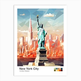 New York City, Usa, Geometric Illustration 4 Poster Art Print