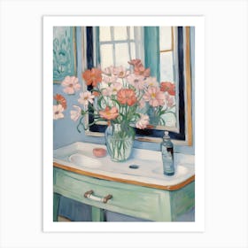 A Vase With Cosmos, Flower Bouquet 1 Art Print