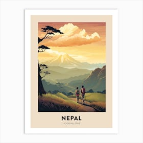 Poon Hill Trek Nepal 5 Vintage Hiking Travel Poster Art Print
