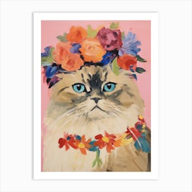 Himalayan Cat With A Flower Crown Painting Matisse Style 3 Art Print