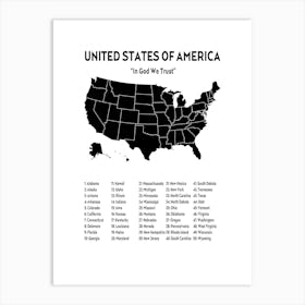 United States Of America In God We Trust Print Affiche