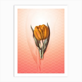 Gesner's Tulip Vintage Botanical in Peach Fuzz Hishi Diamond Pattern n.0062 Art Print