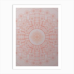 Geometric Abstract Glyph Circle Array in Tomato Red n.0246 Art Print