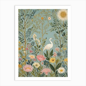 White Stork In A Garden Art Print