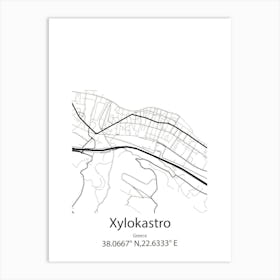 Xylokastro,Greece Minimalist Map Art Print