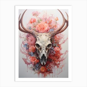 Skull And Roses Art Print