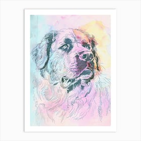 Pastel Tibetan Mastiff Dog Pastel Line Illustration  1 Art Print