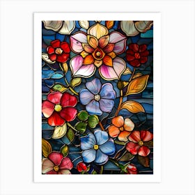 Colorful Stained Glass Flowers 19 Art Print