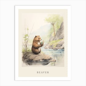 Beatrix Potter Inspired  Animal Watercolour Beaver 2 Art Print