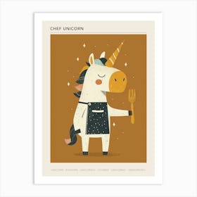 Chef Unicorn Mustard Muted Pastel Poster Art Print