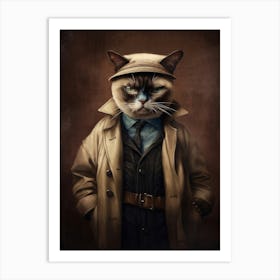Gangster Cat Siamese Art Print