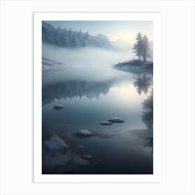 Misty Lake And The Surrounding Frosty Shores Art Print