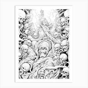 Line Art Inspired By The Last Judgment 2 Art Print