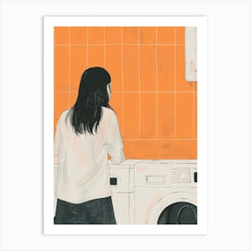 Girl In A Laundry Room Art Print