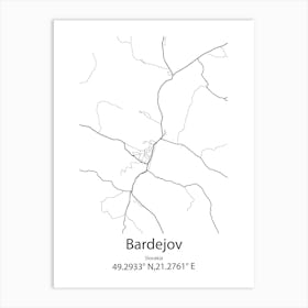 Bardejov,Slovakia Minimalist Map Art Print