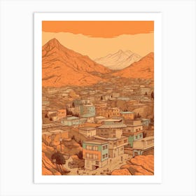 Kabul Afghanistan Travel Illustration 3 Art Print