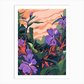 Boho Plant Painting Spiderwort Purple Heart 2 Art Print