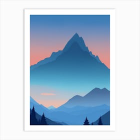 Misty Mountains Vertical Composition In Blue Tone 181 Art Print