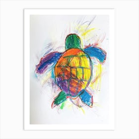 Minimalist Rainbow Turtle Doodle Art Print