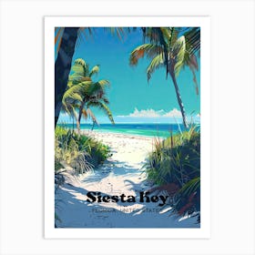 Siesta Key Florida Sumer Beach Digital Travel Illustration Art Print