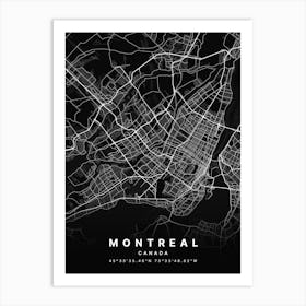 Montreal Quebec Canada Black Map Art Print