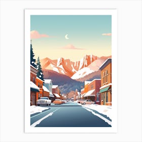 Vintage Winter Travel Illustration Aspen Colorado 1 Art Print
