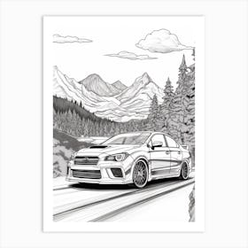 Subaru Impreza Wrx Sti Coastal Drawing 1 Art Print