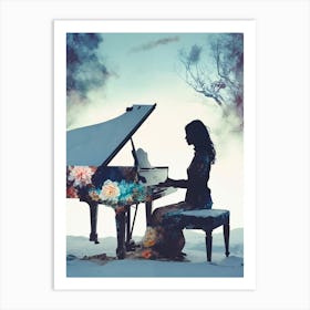 Woman Playing A Piano Art Print