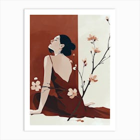 Chinese Woman With Sakura Art Print