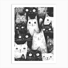 Perfectly Repeatable Artwork With Cute Cat Faces 17 Art Print