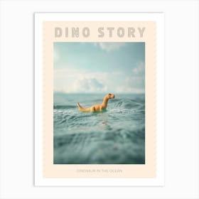 Toy Dinosaur Swimming In The Ocean Poster Art Print