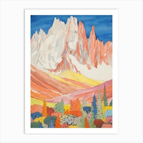 Nanga Parbat Pakistan 2 Colourful Mountain Illustration Art Print