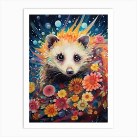  A Foraging Possum Vibrant Paint Splash 2 Art Print