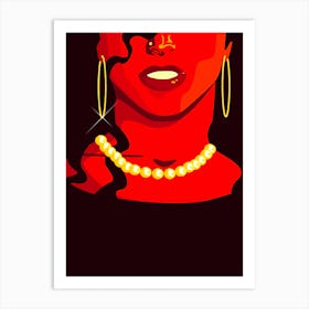 Illustration Art Prints Woman With Pearls 6 Art Print