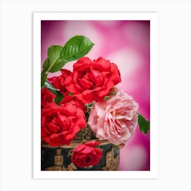 Red Roses In A Vase Photo Art Print