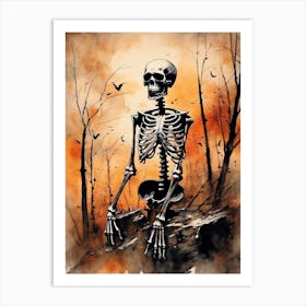 Vintage Halloween Gothic Skeleton Painting (13) Art Print